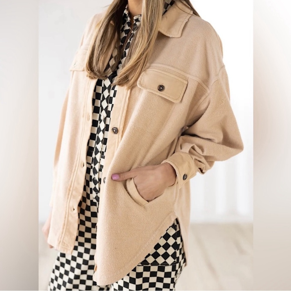 Free People “Ruby” Oversized Shacket in Beige - Picture 8 of 14